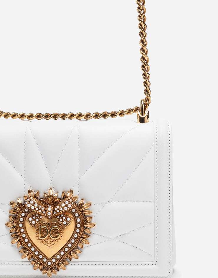 Dolce & Gabbana Medium Devotion crossbody bag in quilted nappa leather Optical White BB6652AV967