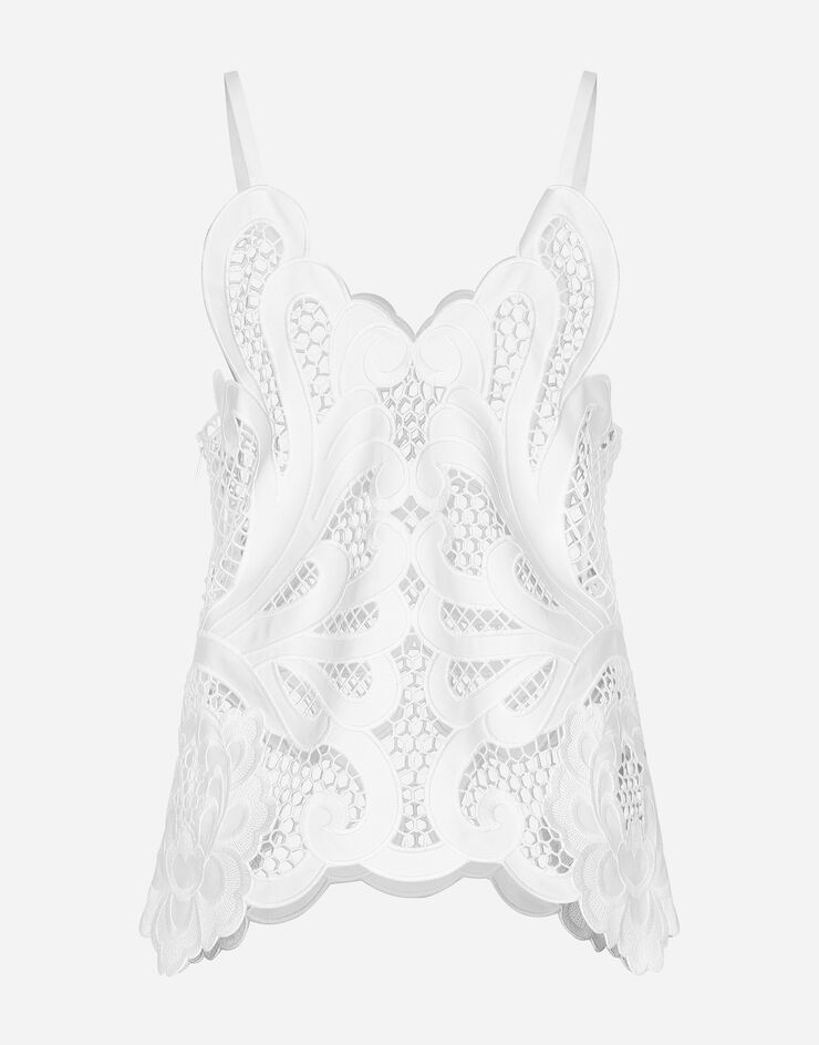 Dolce & Gabbana Top de algodón con bordado cut-out Blanco F7AB6ZGDCJ8