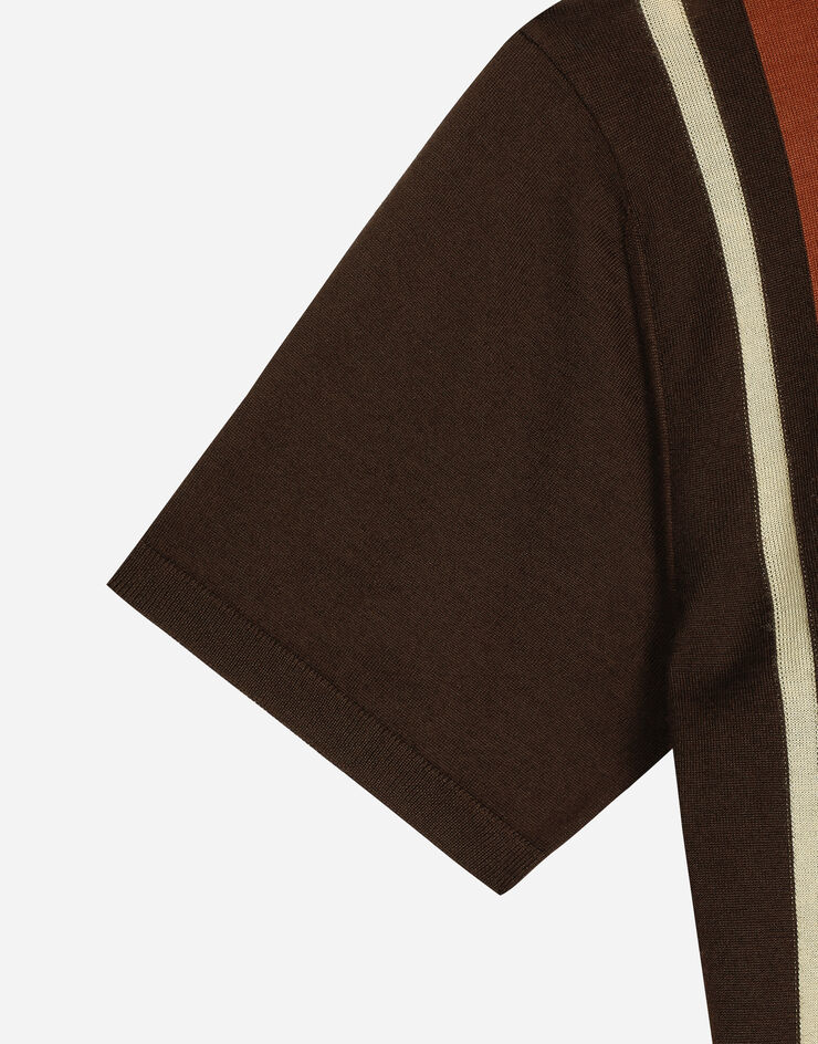 Dolce & Gabbana قميص بولو كشمير وحرير بتصميم مخطط متعدد الألوان GXZ19TJDMR9
