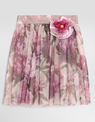 Dolce & Gabbana Peony-print tulle skirt Multicolor L56I19G7QZW