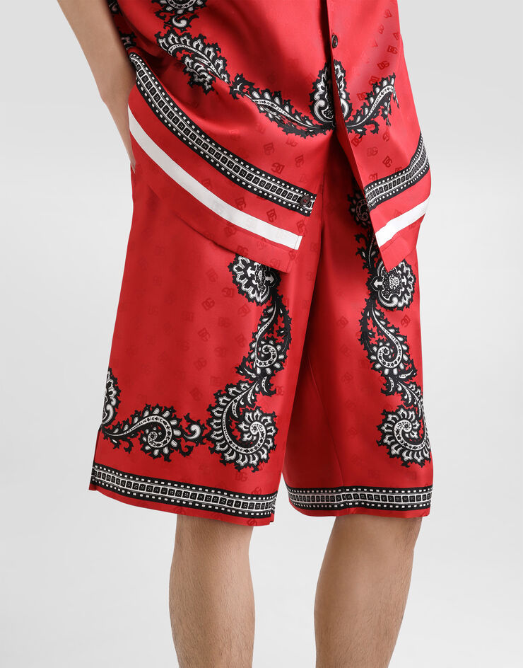 Dolce & Gabbana شورت حرير بطبعة ربطة رأس مطبعة GV37ATGI926