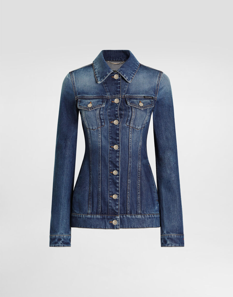 Denim single-breasted jacket