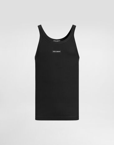 Dolce & Gabbana Cotton tank top with print Brown G8PA8TG7P3I