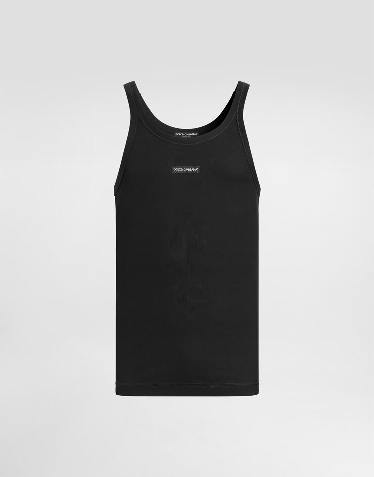 Dolce & Gabbana Cotton tank top with print Brown G8PA8TG7P3I