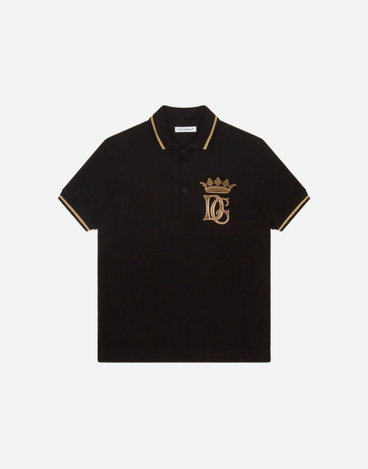 Dolce & Gabbana Piqué polo shirt with embroidered DG logo NOIR L4JT8VG7WGA