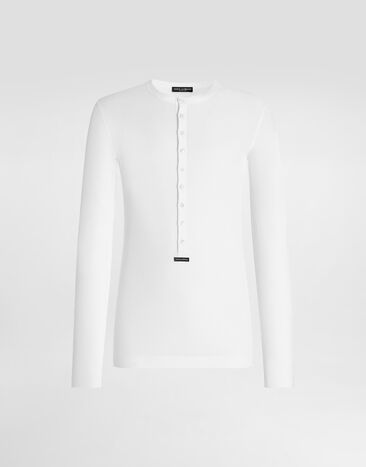 Dolce & Gabbana Футболка-серафино из хлопка с нашивкой-лейблом White G8PG8TG7P3J