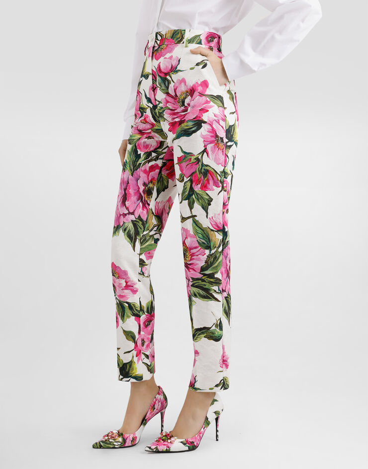 Dolce & Gabbana Peony-print cotton jacquard pants Print FTAM2TFSFN9