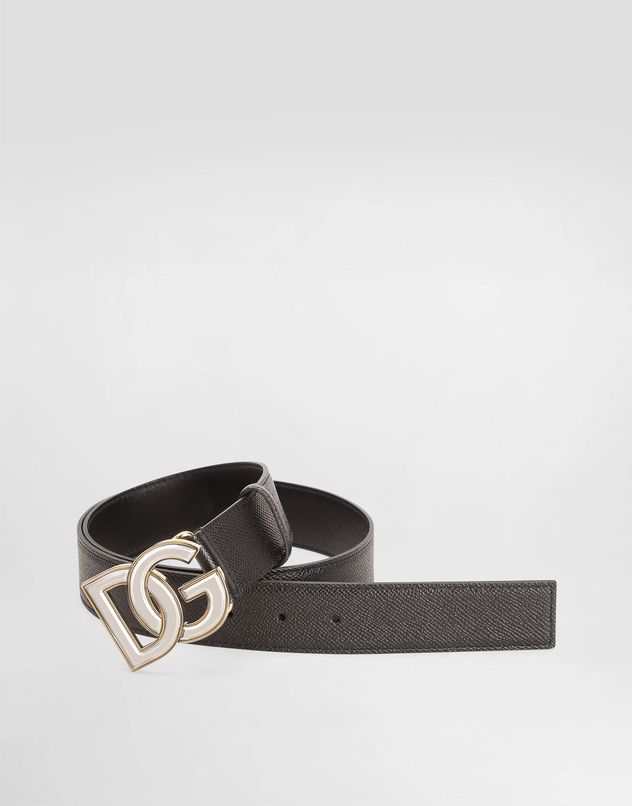 Alpine calfskin belt in Black for Men | Dolce&Gabbana® US
