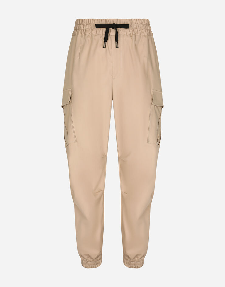 Dolce & Gabbana Pantalone cargo in cotone con placca logata Beige GW5OHTFUFMF