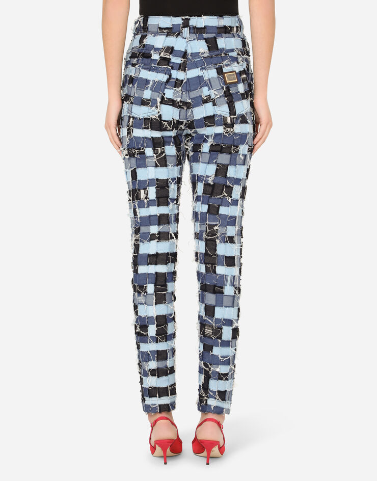 Dolce & Gabbana High-waisted interwoven patchwork denim jeans MULTICOLORE FTB3MZGD0T1
