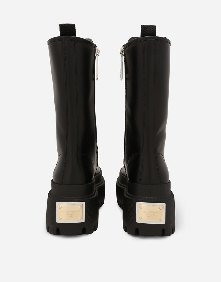 Calfskin combat boots in Black for Women | Dolce&Gabbana®