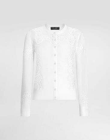 Dolce & Gabbana ウール＆レース カーディガン ホワイト FXV05TJDVB0