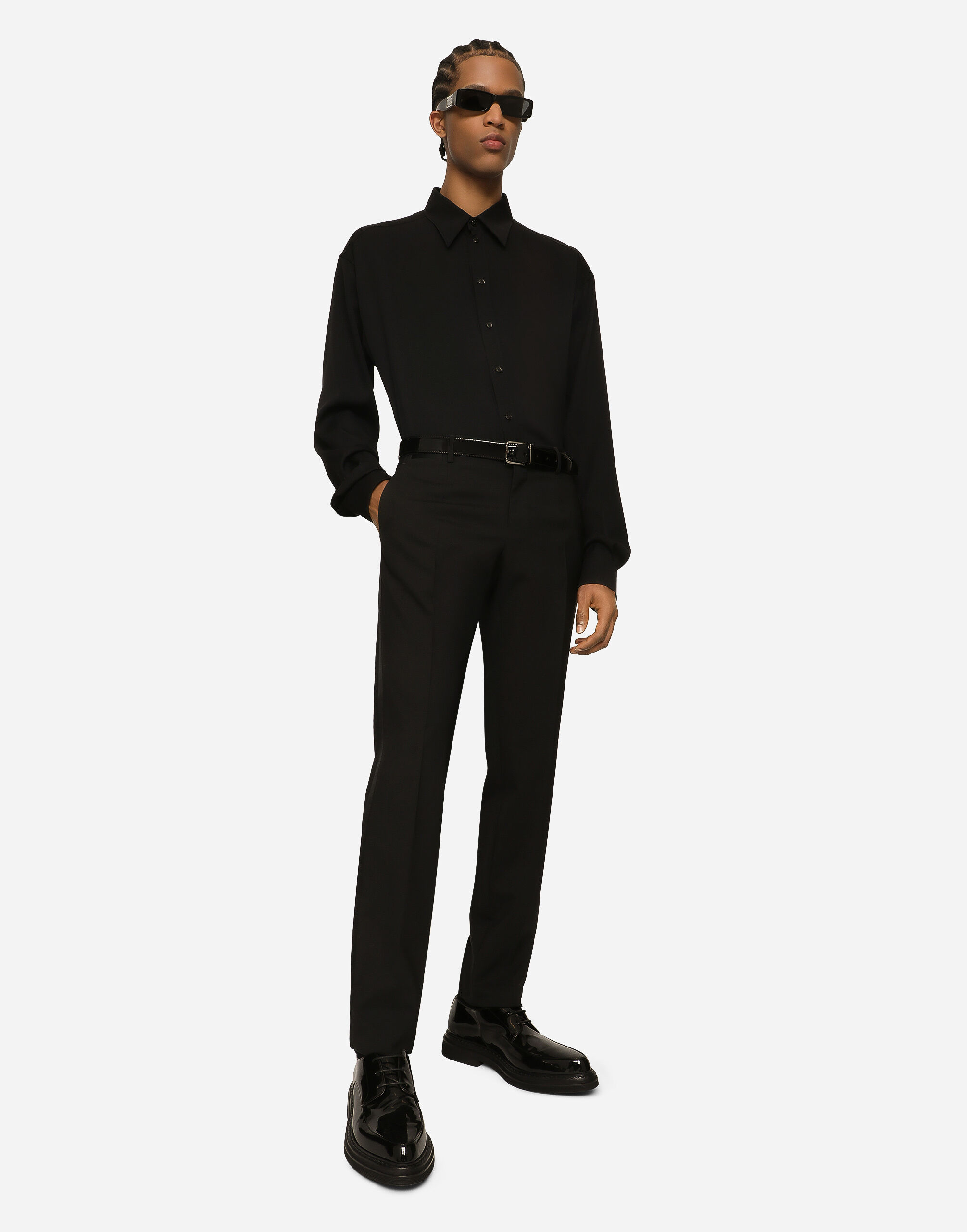 Stretch wool tuxedo pants in Black for Men | Dolce&Gabbana® US