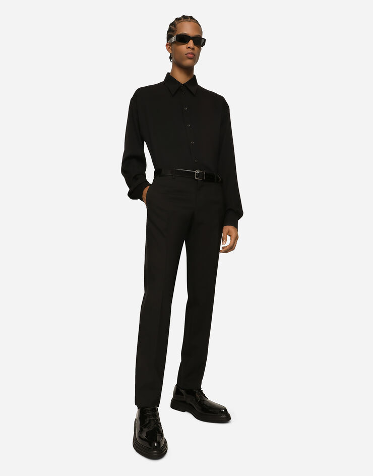 Dolce&Gabbana Pantalón de esmoquin de lana elástica Noir GWZXMTFUBF2