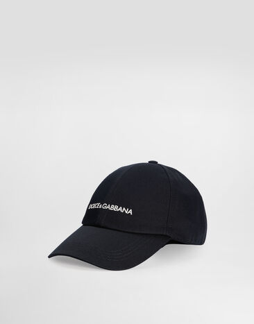 Dolce & Gabbana Cotton baseball cap with Dolce&Gabbana logo Blue GH886ZGH207