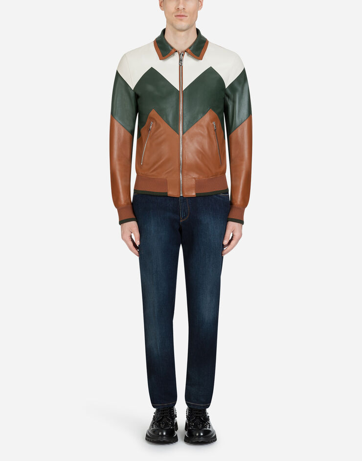 Dolce & Gabbana Multicolored leather jacket BROWN G9RB4LHULF7