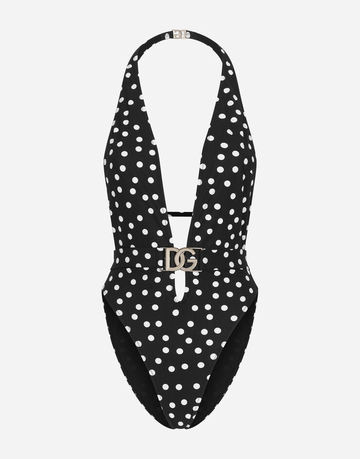 Dolce & Gabbana Belted one-piece swimsuit with plunging neckline and polka-dot print Dolce & Gabbana Belted one-piece swimsuit with plunging neckline and polka-dot print Print O9B74JFSG8C