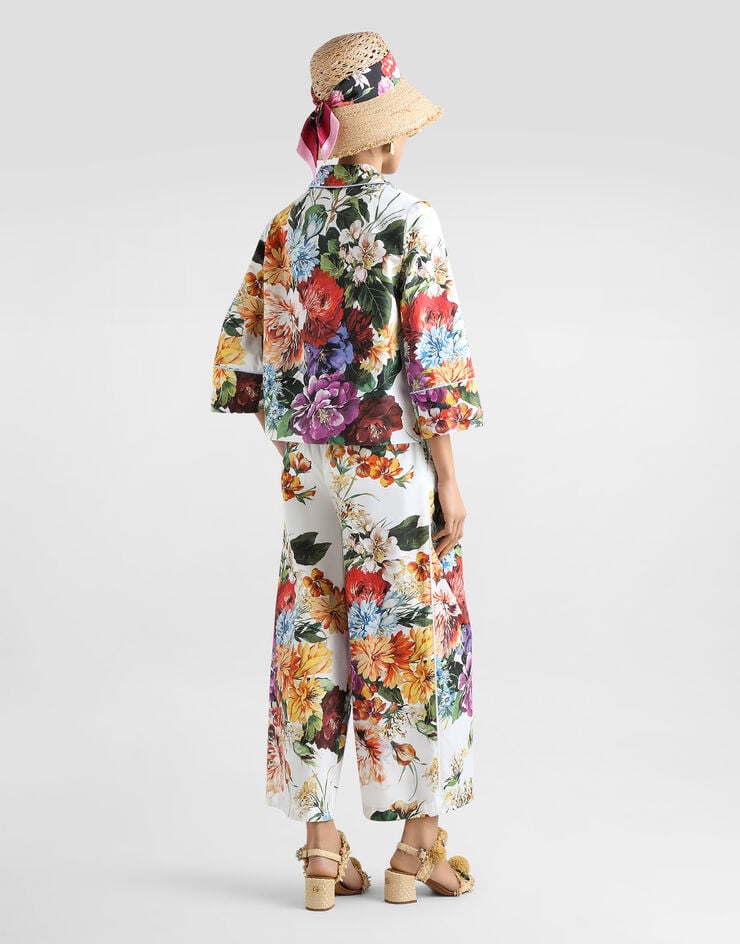Dolce & Gabbana Hose aus Popeline mit Blumenbouquet-Print Drucken FTDCXTHS5TR