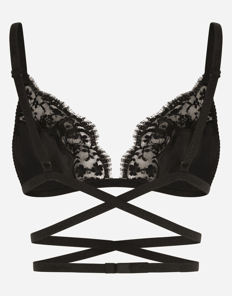 Dolce & Gabbana Satin and lace triangle bra Black O1C12TFUAD8
