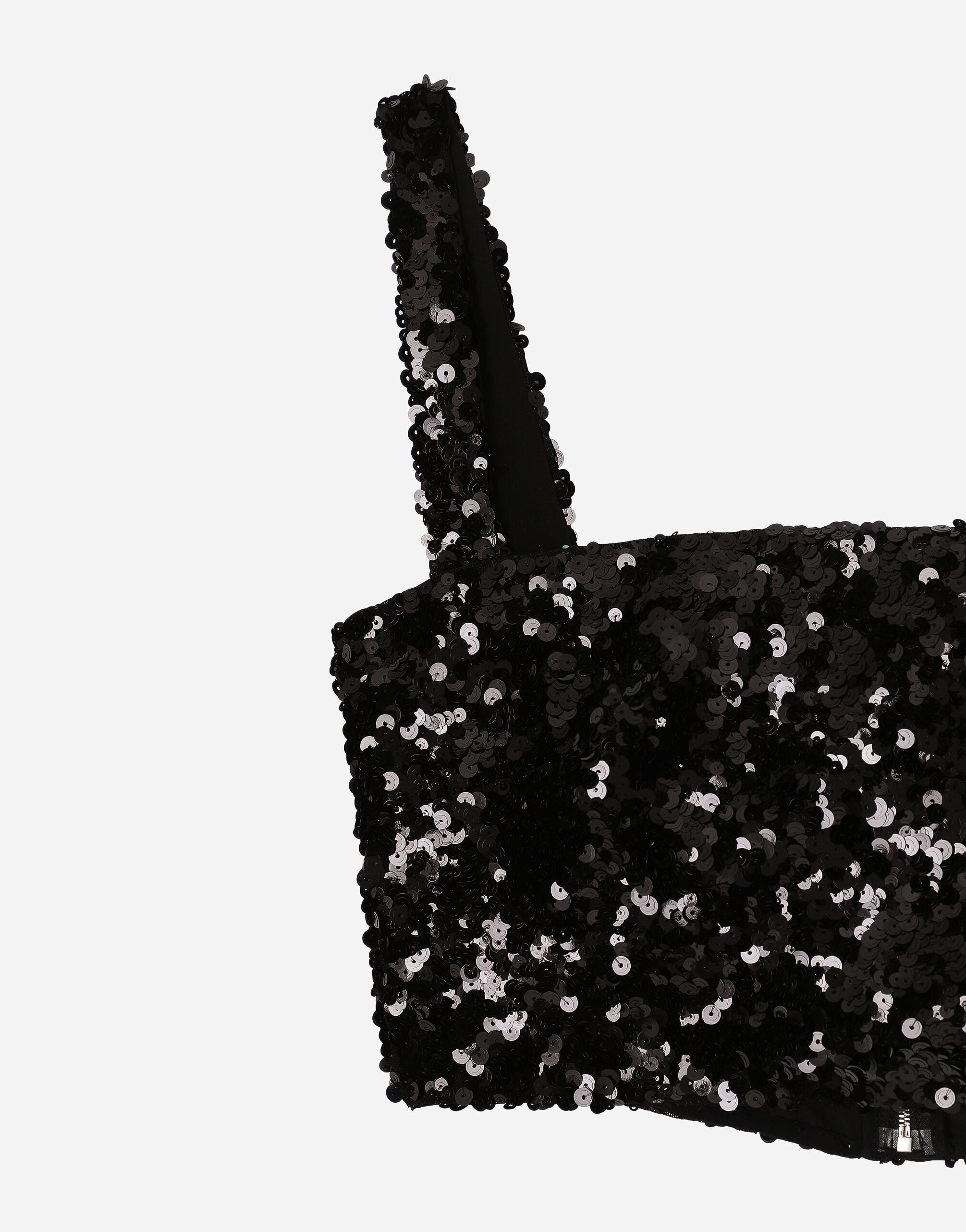 Sequined crop top with straps - thumbnail 3