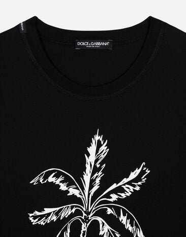 Dolce & Gabbana 바나나 트리 프린트 반소매 티셔츠 블랙 G8PN9TG7K1V