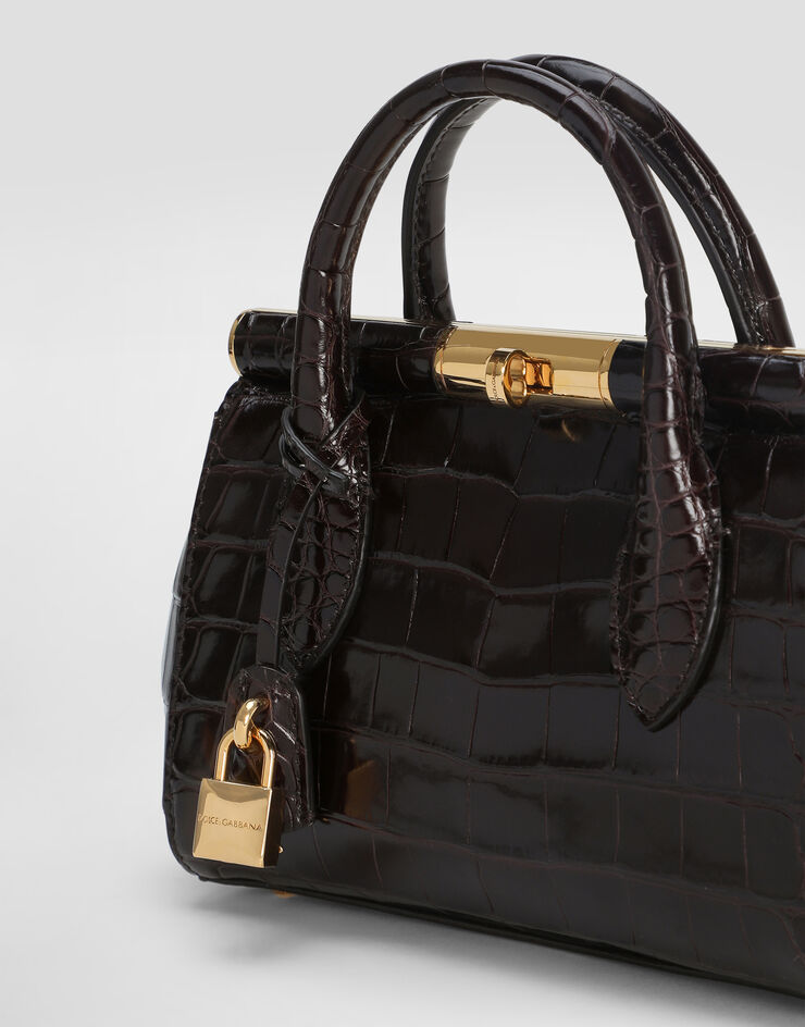Dolce & Gabbana Marlene day mini handbag in polished alligator Brown BB7744A2R08