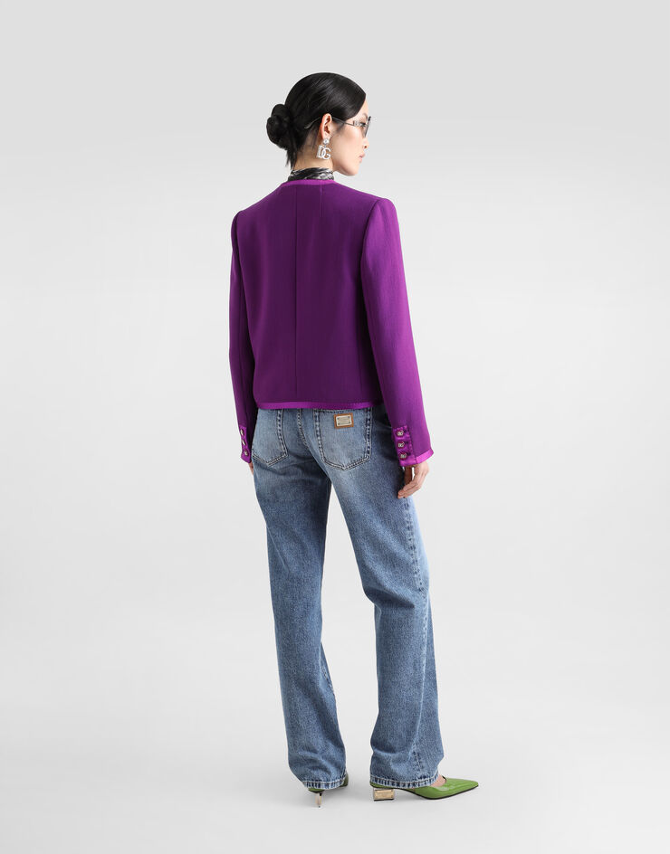 Dolce & Gabbana Einreihige Kurzjacke aus Wollkrepp Violett F27DETFU2TZ