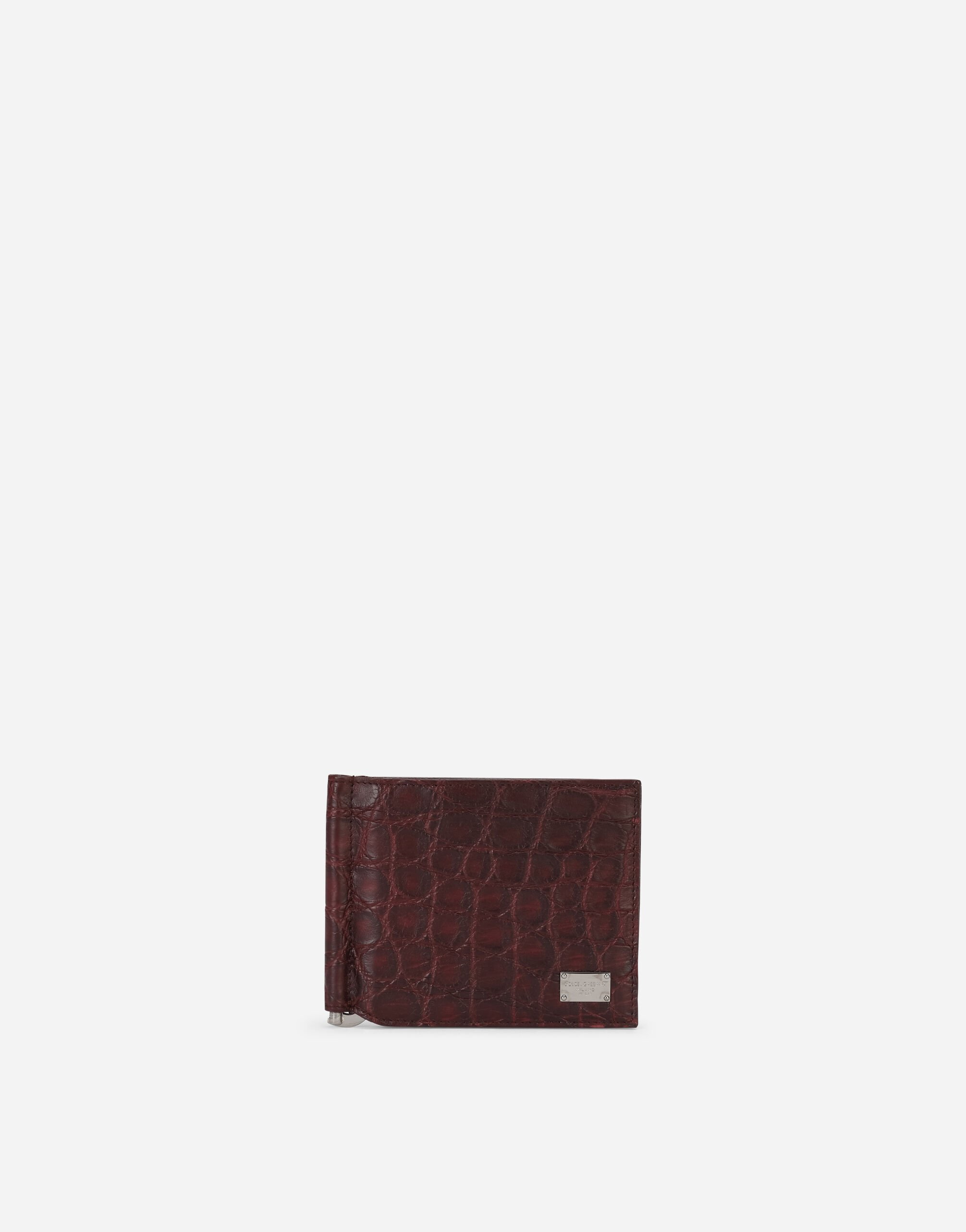 Dolce & Gabbana Crocodile bifold wallet with moneyclip and branded tag Bordeaux GH590AGF421