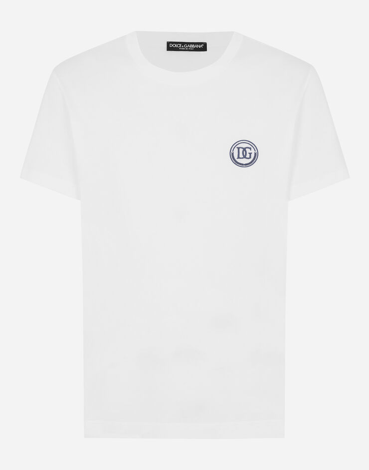 Dolce & Gabbana T-shirt manica corta con ricamo DG Bianco G8RN8ZG7M8X