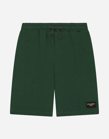 Dolce & Gabbana Bermudas de punto con placa con logotipo Verde L4JQR1G7M4R