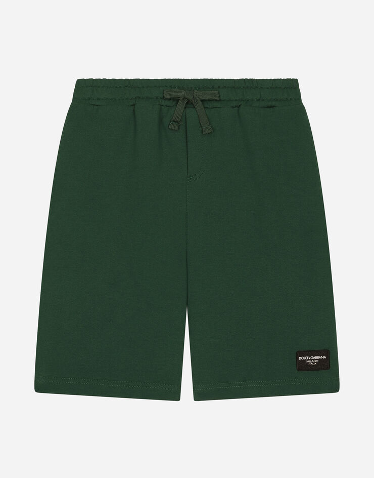 Dolce & Gabbana Bermudas aus Jersey mit Logoplakette Grün L4JQR1G7M4R