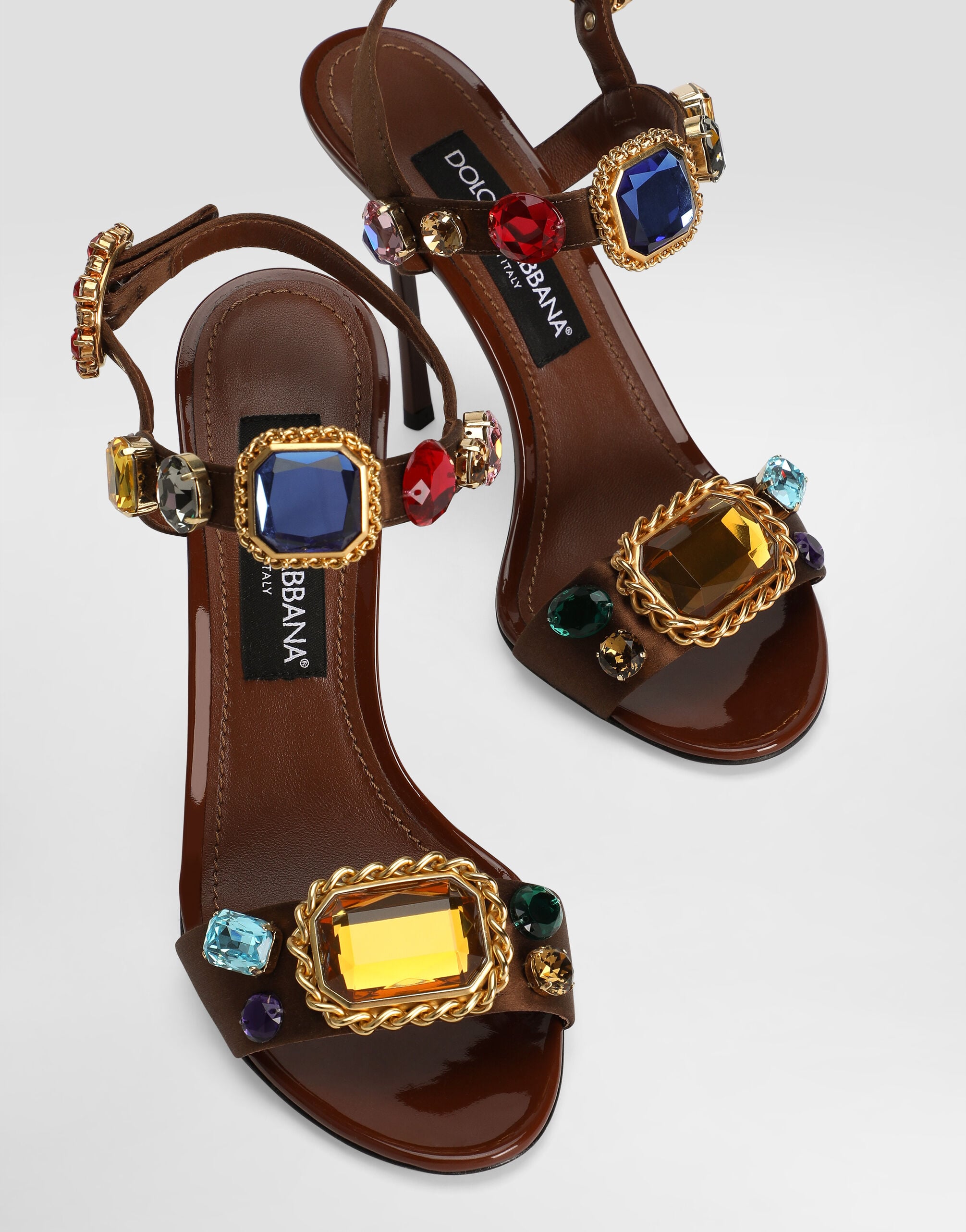 Satin and patent leather keira 2.0 sandals with embellishments in