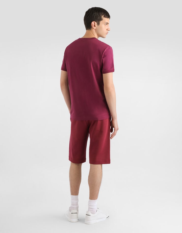Dolce & Gabbana Cotton T-shirt with embroidery Bordeaux G8PV1ZG7WUQ