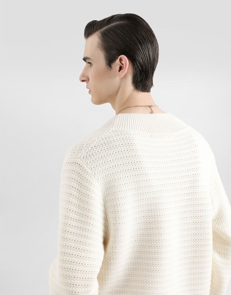 Dolce & Gabbana Wool V-neck sweater with DG embroidery White GXY34ZJCVWT