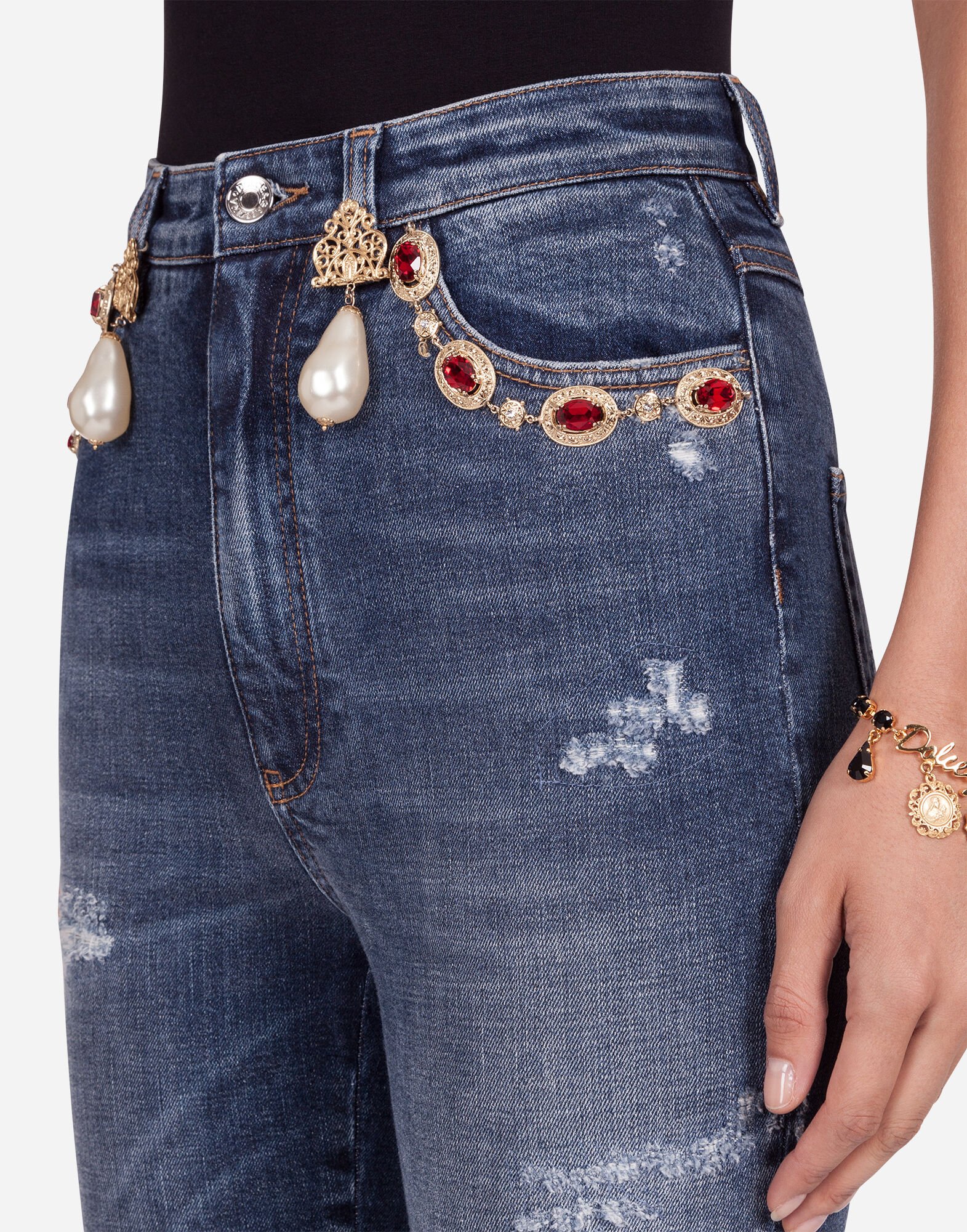 Dolce and gabbana embellished jeans new arrivals