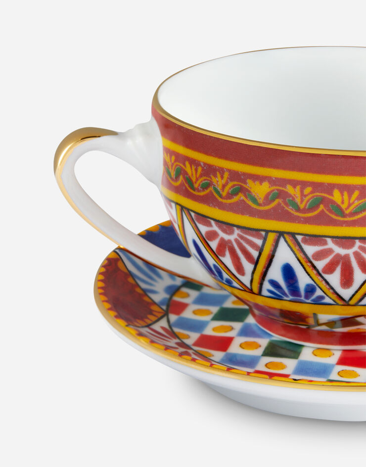 Dolce & Gabbana Taza de té con platillo de porcelana Multicolor TC0102TCA24