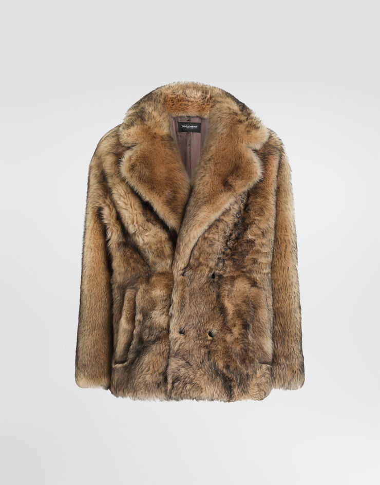 Dolce & Gabbana Double-breasted shearling coat Multicolor G055HLHUPBT