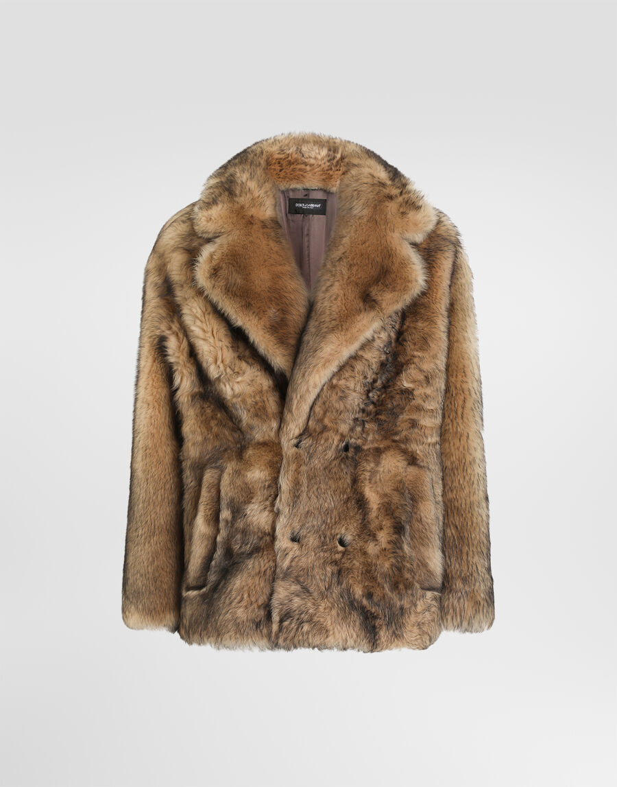 Double-breasted shearling coat