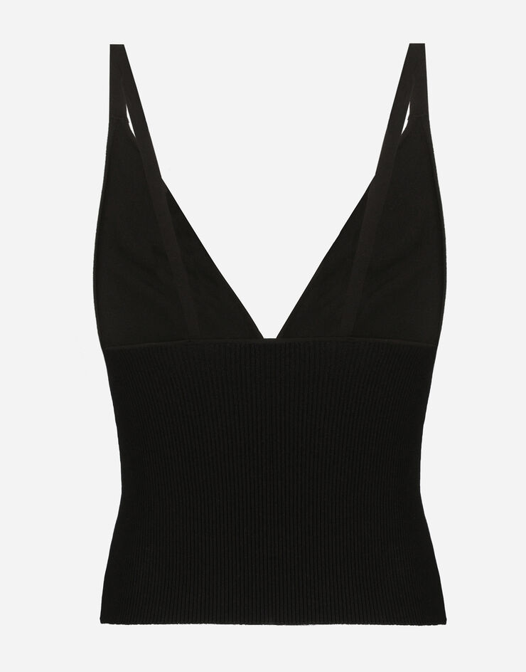 Dolce & Gabbana Camiseta sin mangas en punto de viscosa Negro FXL05TJFME0