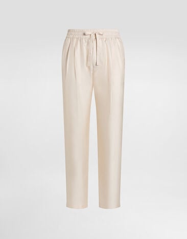 Dolce & Gabbana Silk twill jogging trousers Beige GP12QTFU10S