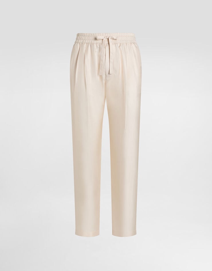 Dolce & Gabbana Silk twill jogging trousers Beige GP12QTFU10S