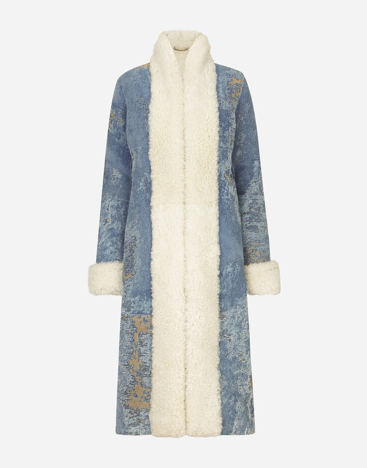 Dolce&Gabbana Denim and sheepskin coat Multicolor F0V8YLFUP70