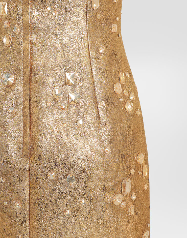 Dolce & Gabbana Jacquard dress with embroidery Multicolor F620NZGDD0V