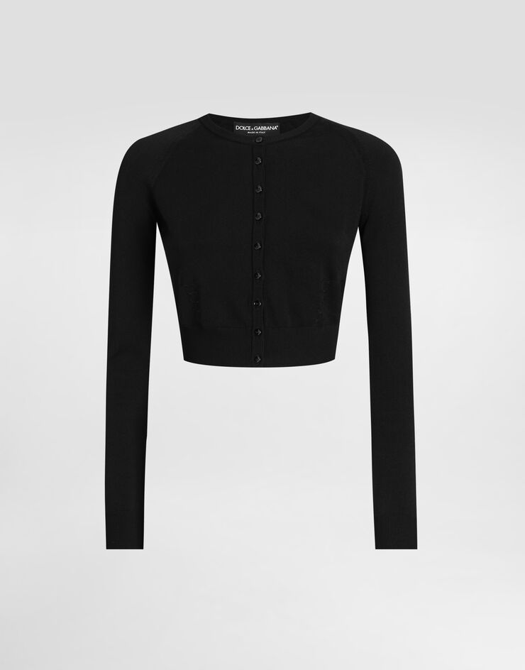 Dolce & Gabbana Cropped viscose cardigan Black FXV88TJAIRM