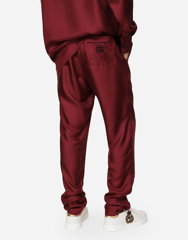 Dolce & Gabbana Silk jogging pants with DG embroidered patch Bordeaux GVCRAZGF856