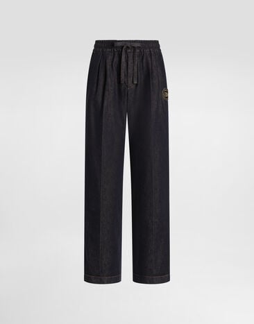Dolce & Gabbana Joggers en denim con parche Multicolor GP246ZG8PF6