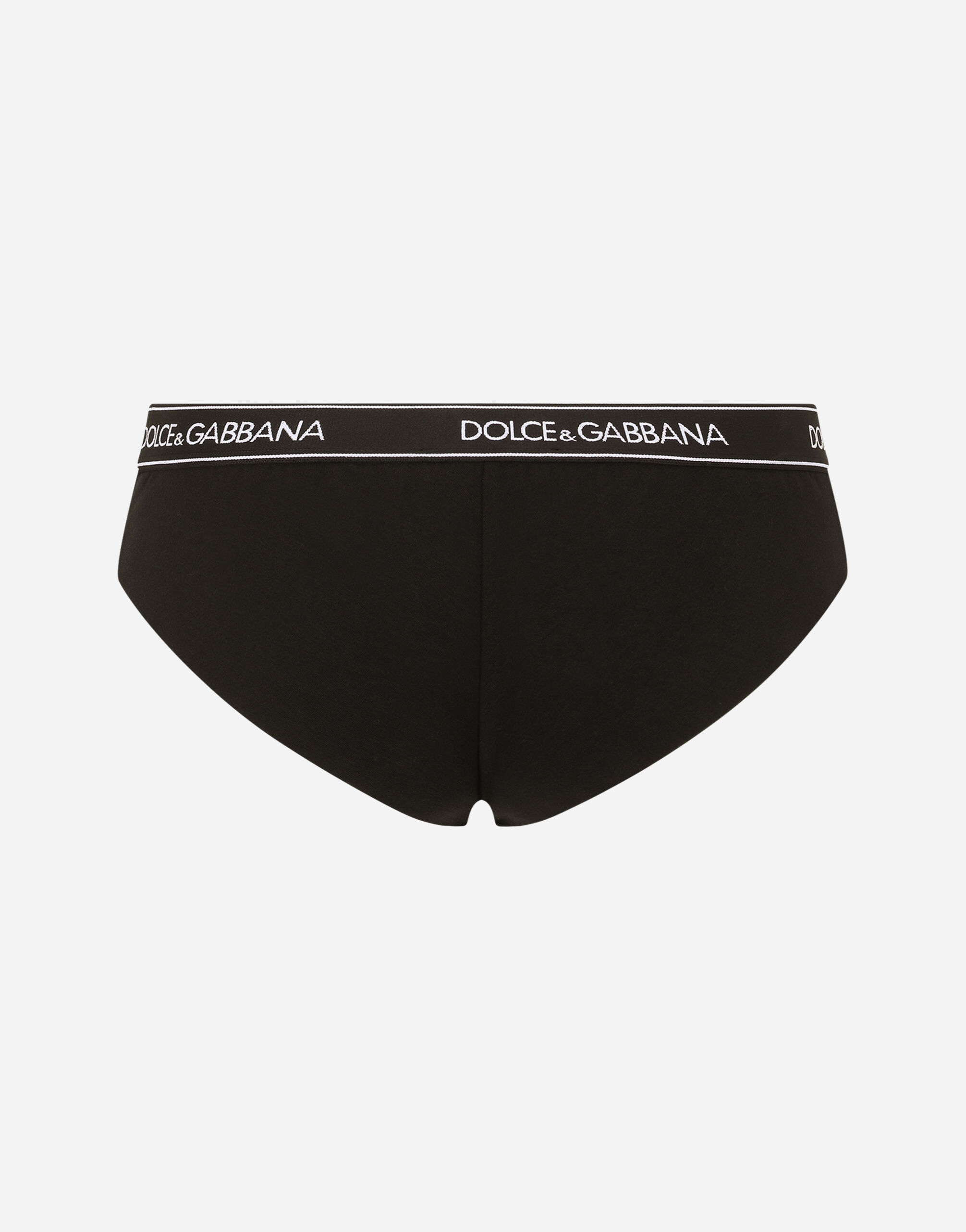Jersey Brazilian briefs with branded elastic in Black for