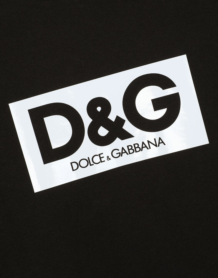 Dolce & Gabbana تيشيرت قطني بياقة دائرية ورقعة أسود G8QI4TFU7EQ