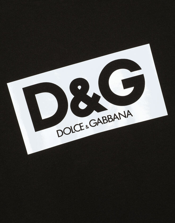 Dolce & Gabbana Camiseta de cuello redondo de algodón con parche Negro G8QI4TFU7EQ