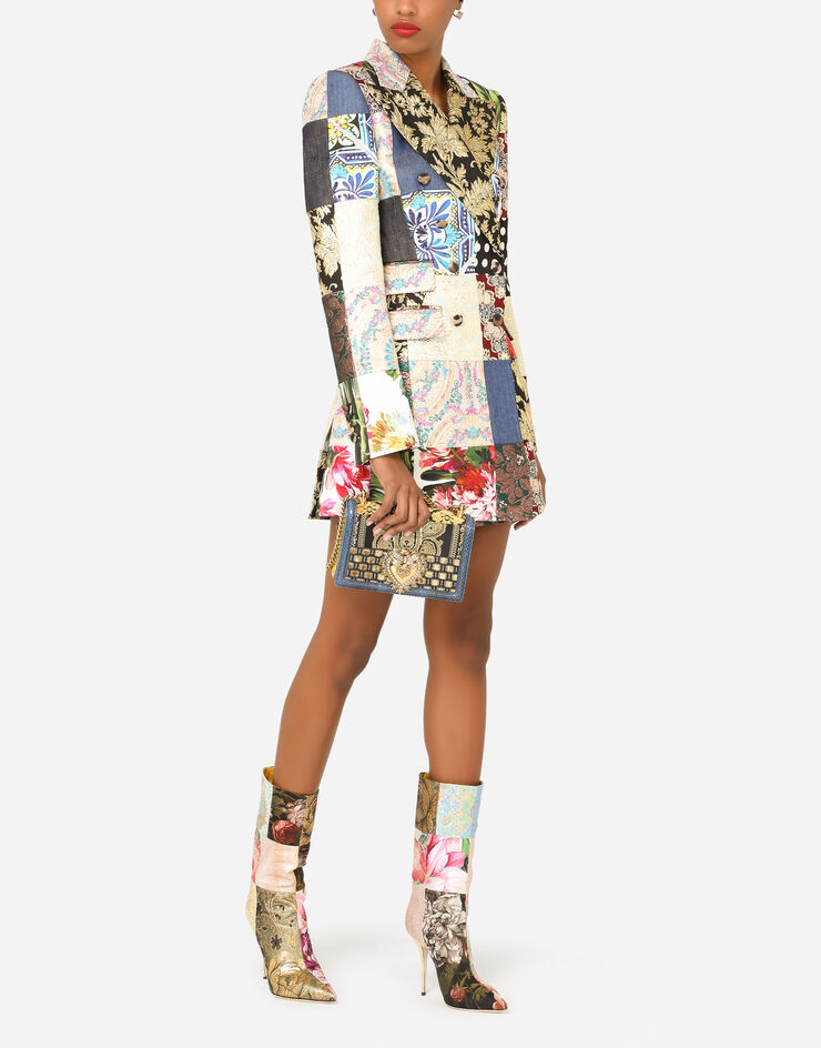 Dolce & Gabbana Double-breasted patchwork jacquard blazer AZUL F29JFTGDX77